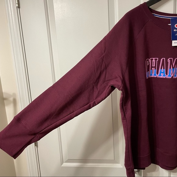 Champion Womens Maroon Block Logo Crew Neck Sweatshirt. Size 2X - Picture 6 of 10
